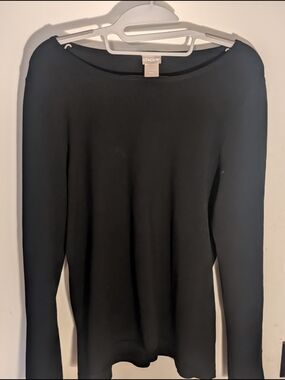 Chico's Black Long Sleeve Crewneck Knit Top